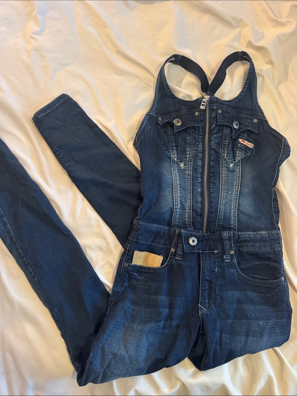 Parasuco Dark Blue Denim Zip-Front Jumpsuit